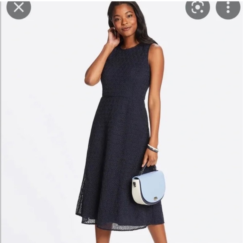 Draper James Blue Sleeveless A-Line Midi Dress